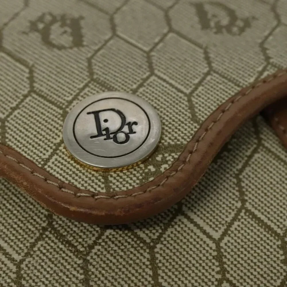 Christian Dior Honeycomb Canvas Shoulder Bag PVC Beige Gold Auth 136410 - Picture 11 of 15